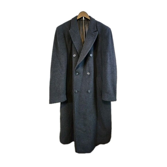 Fumagalli Mens 46L Wool & Cashmere Soft Black Overcoat Double Breasted Long - Picture 1 of 15
